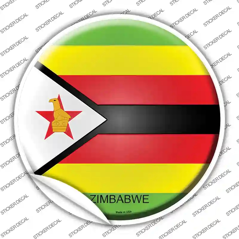 C-480s-S Zimbabwe Country Novelty Circle Sticker Decal - Small