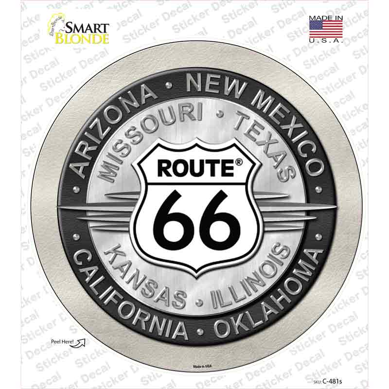 C-481s-M Route 66 States Novelty Circle Sticker Decal - Medium
