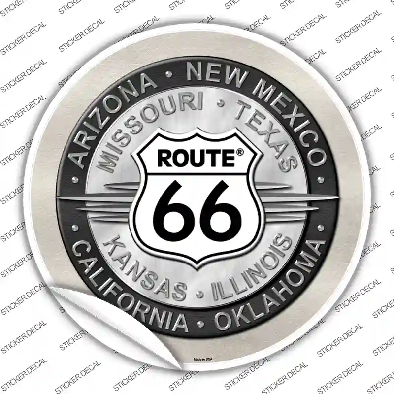 C-481s-S Route 66 States Novelty Circle Sticker Decal - Small