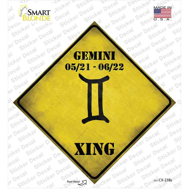 CX-238s-M Gemini Zodiac Symbol Xing Novelty Diamond Sticker Decal - Medium