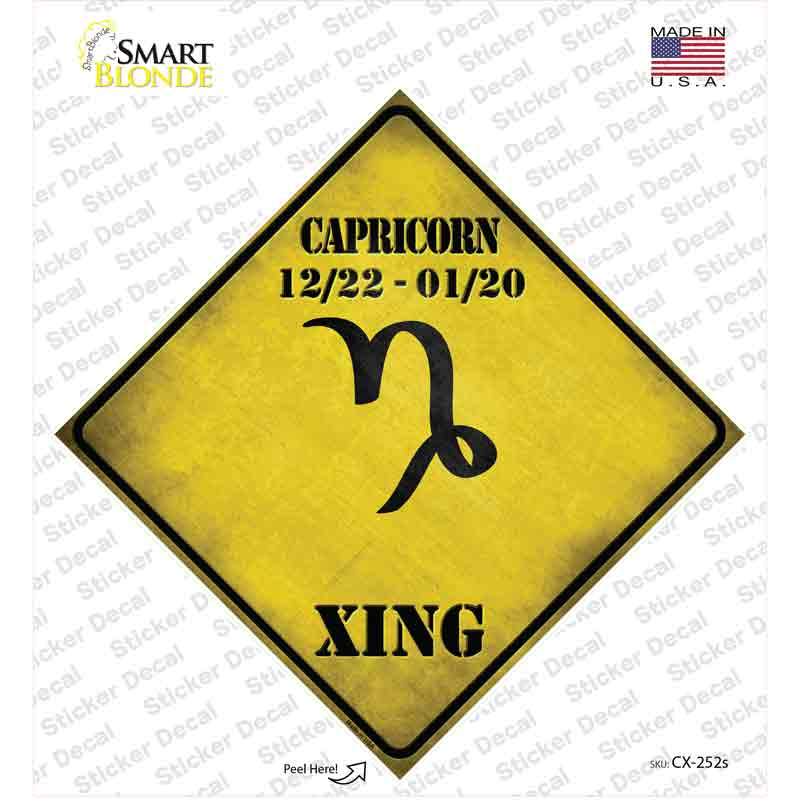 CX-252s-M Capricorn Zodiac Symbol Xing Novelty Diamond Sticker Decal - Medium