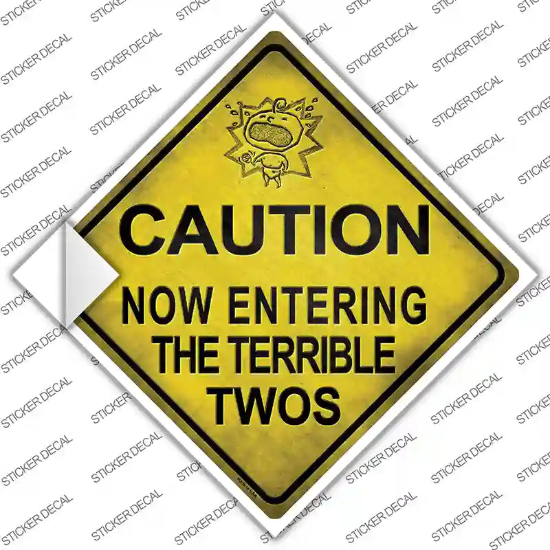 CX-307s-L Entering Terrible Twos Xing Novelty Diamond Sticker Decal - Large