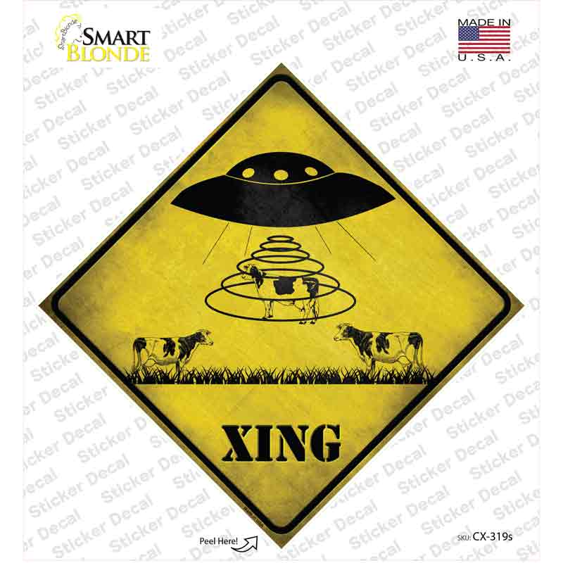 CX-319s-M Alien Abduction Xing Novelty Diamond Sticker Decal - Medium