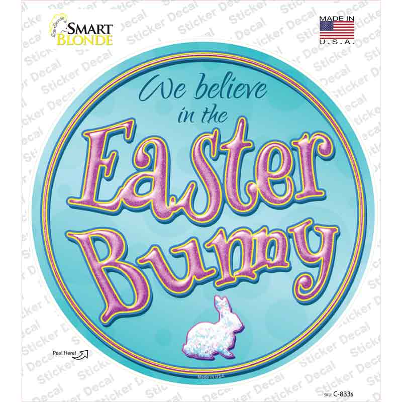 C-833s-M We Believe in the Easter Bunny Novelty Circle Sticker Decal - Medium