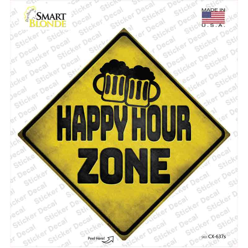 CX-637s-M Happy Hour Zone Novelty Diamond Sticker Decal - Medium