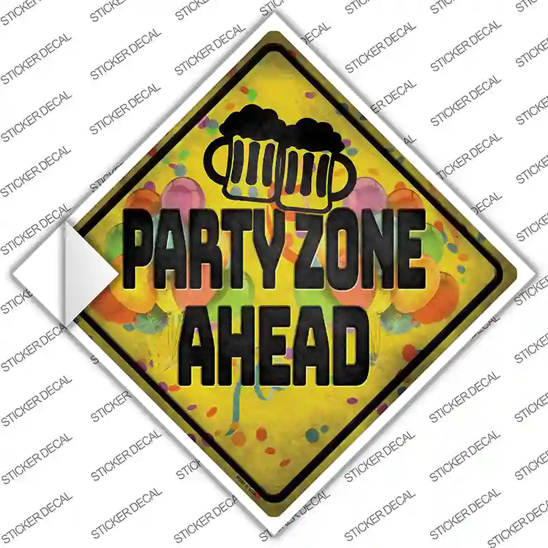 CX-639s-L Party Zone Ahead Novelty Diamond Sticker Decal - Large