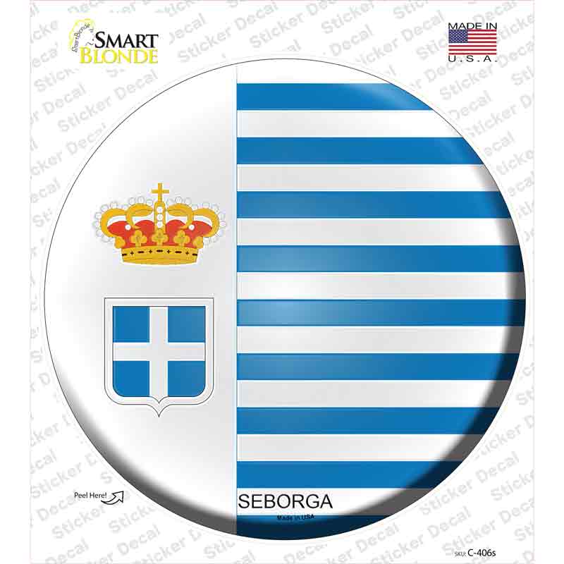 C-406s-M Seborga Country Novelty Circle Sticker Decal - Medium