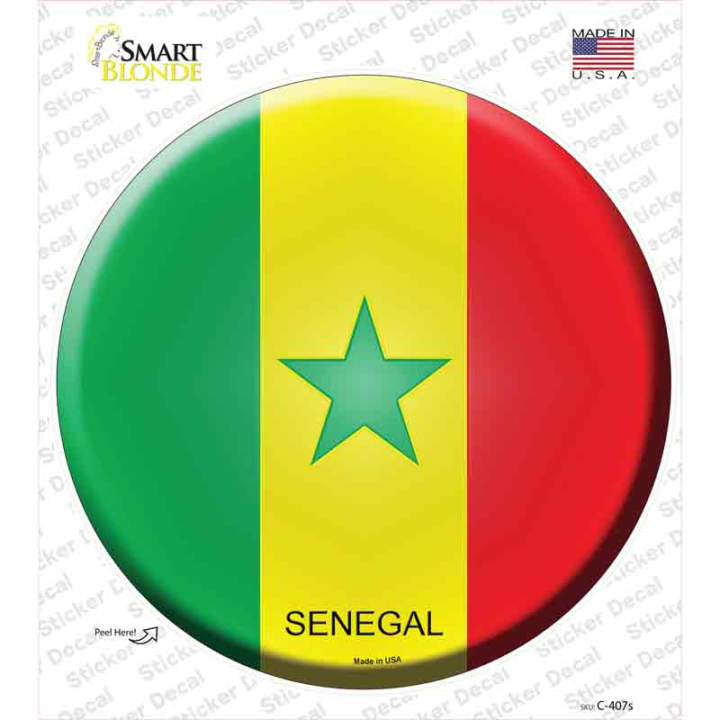 C-407s-M Senegal Country Novelty Circle Sticker Decal - Medium