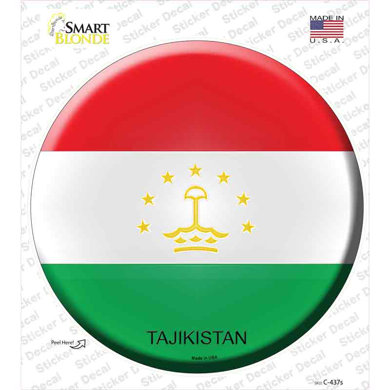 C-437s-M Tajikistan Country Novelty Circle Sticker Decal - Medium
