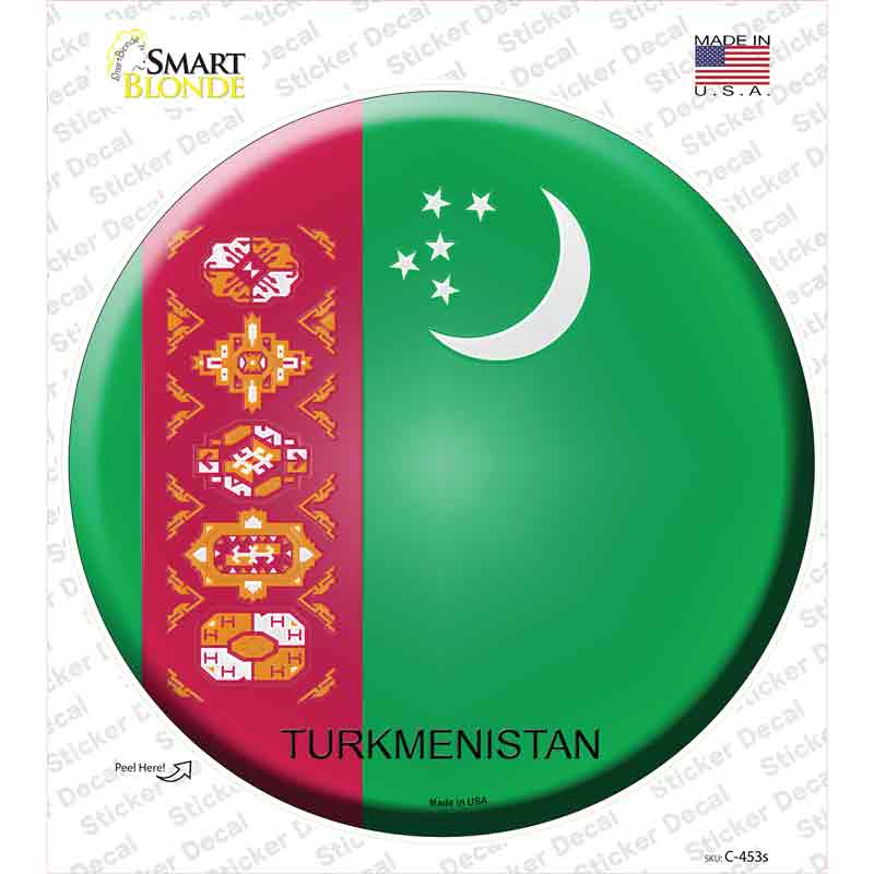 C-453s-M Turkmenistan Country Novelty Circle Sticker Decal - Medium