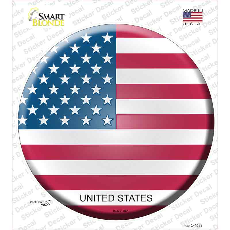 C-463s-M United States Country Novelty Circle Sticker Decal - Medium