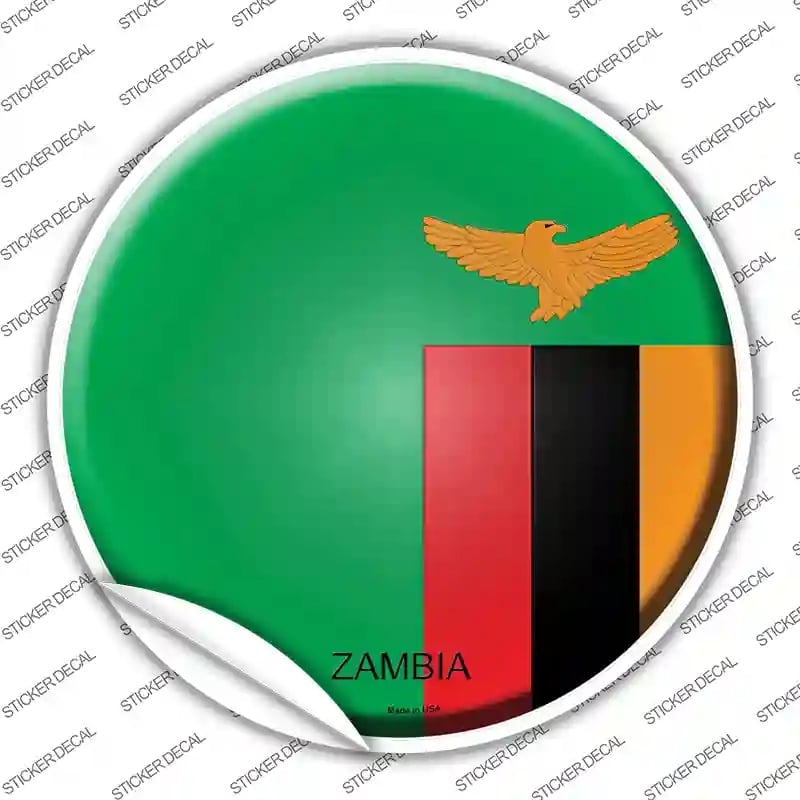 C-479s-S Zambia Country Novelty Circle Sticker Decal - Small
