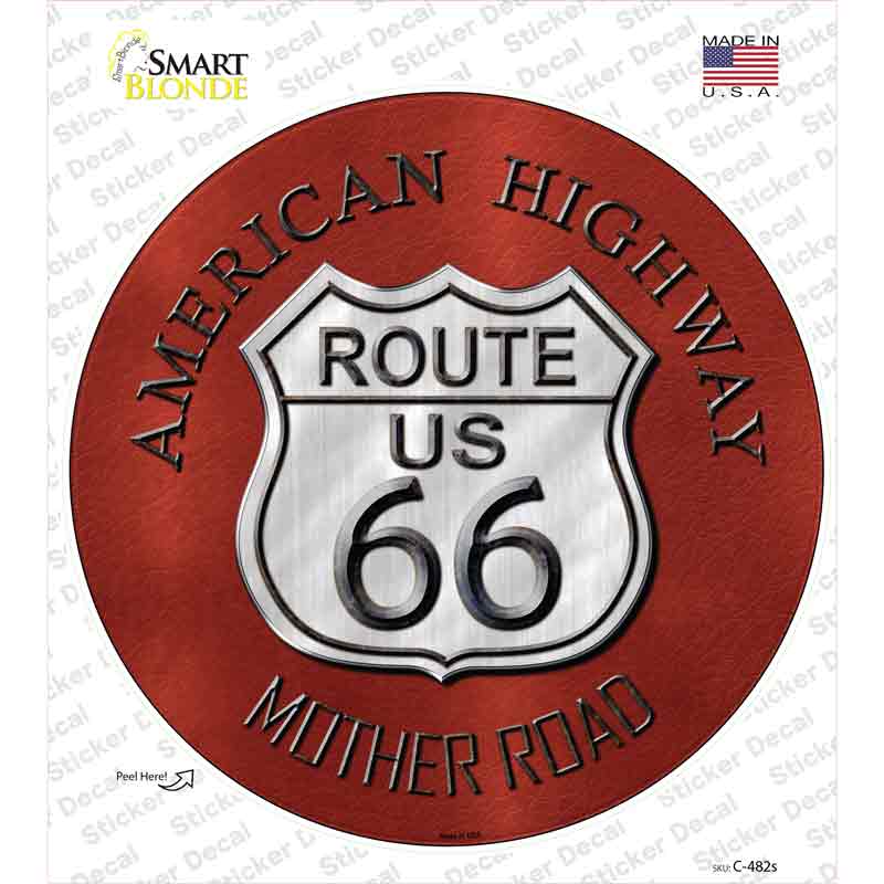 C-482s-M Route 66 American Highway Novelty Circle Sticker Decal - Medium