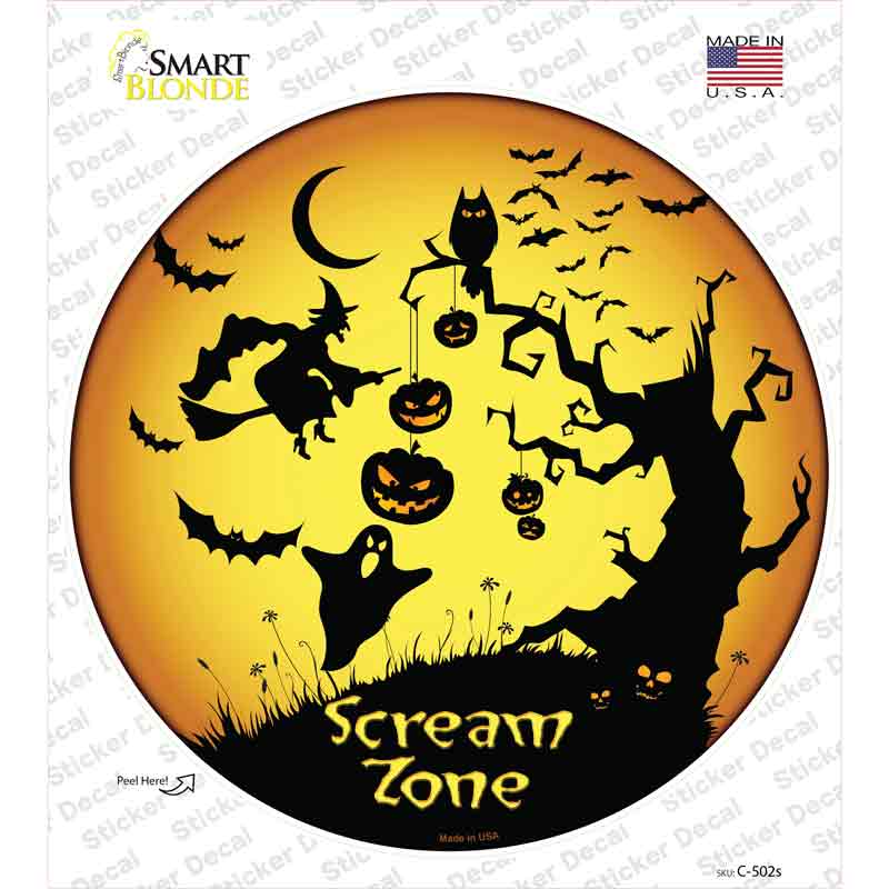 C-502s-M Scream Zone Novelty Circle Sticker Decal - Medium