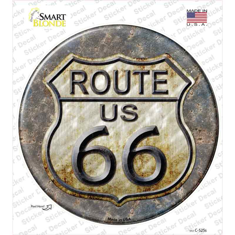 C-525s-M Rusty Route 66 Novelty Circle Sticker Decal - Medium