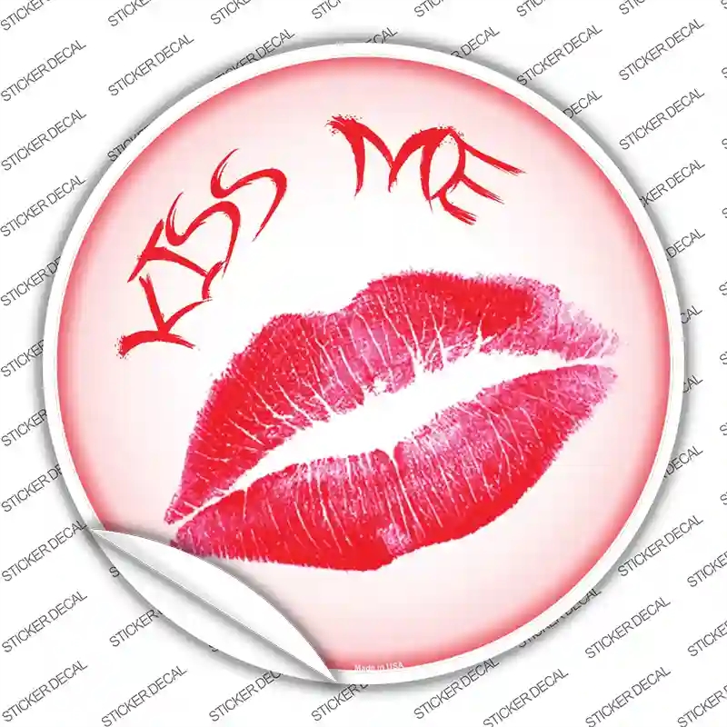 C-549s-S Kiss Me Novelty Circle Sticker Decal - Small