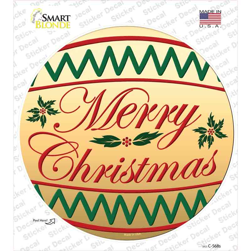 C-568s-M Merry Christmas Novelty Circle Sticker Decal - Medium