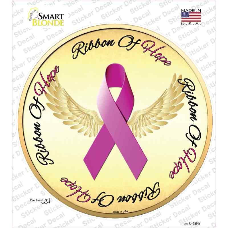 C-584s-M Ribbon of Hope Novelty Circle Sticker Decal - Medium