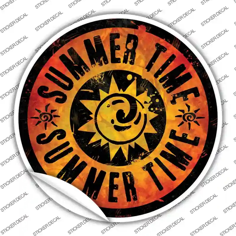 C-589s-L Summer Time Novelty Circle Sticker Decal - Large