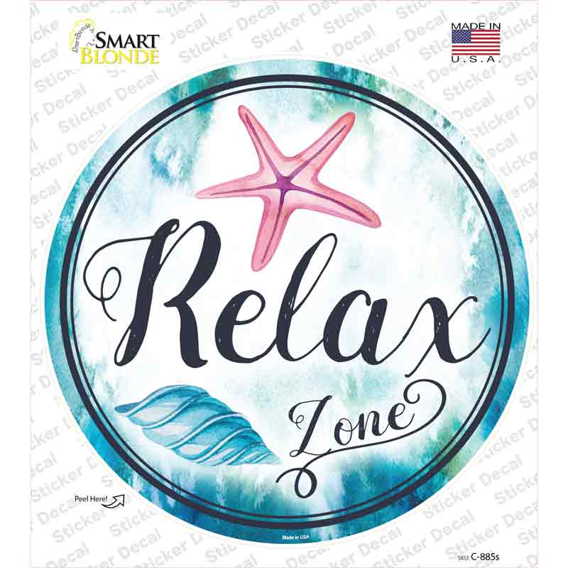 C-885s-M Relax Zone Novelty Circle Sticker Decal - Medium