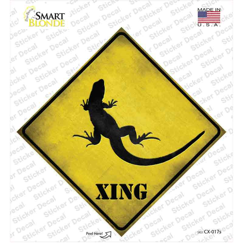 CX-017s-M Lizard Xing Novelty Diamond Sticker Decal - Medium