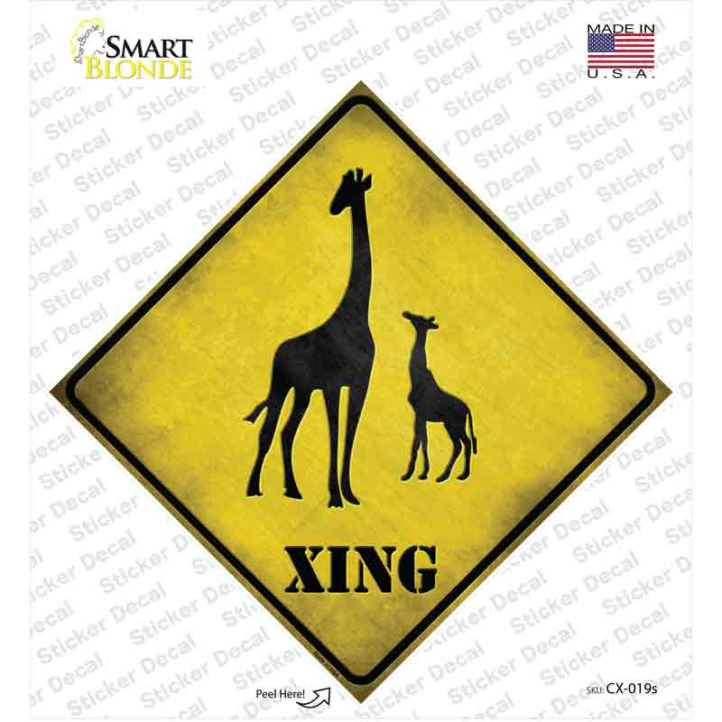 CX-019s-M Giraffe Xing Novelty Diamond Sticker Decal - Medium