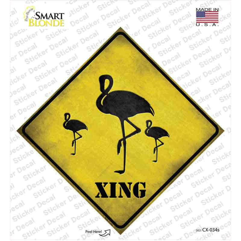 CX-034s-M Flamingos Xing Novelty Diamond Sticker Decal - Medium