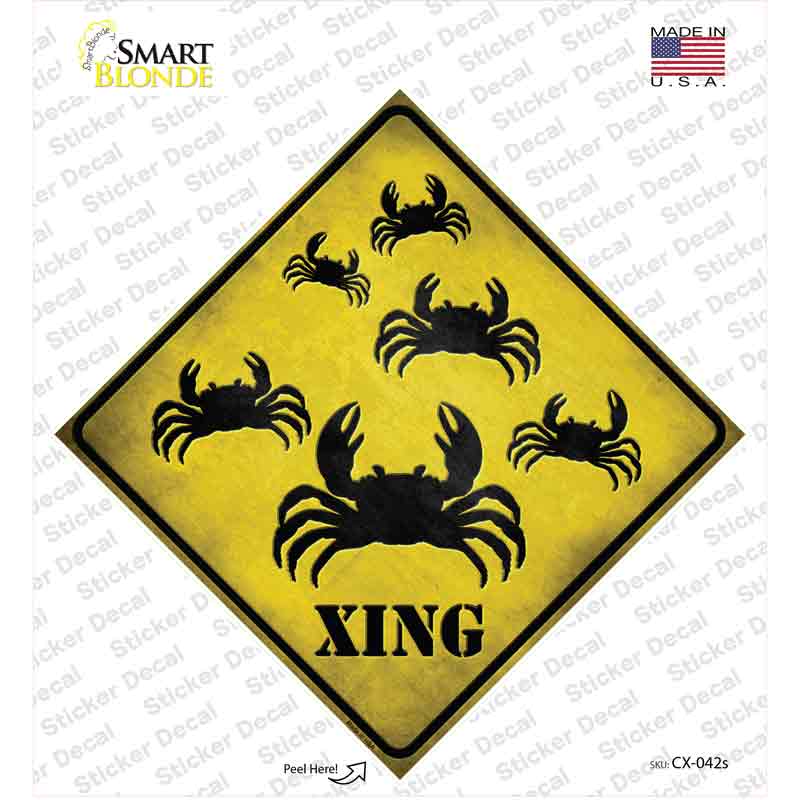 CX-042s-M Crab Xing Novelty Diamond Sticker Decal - Medium