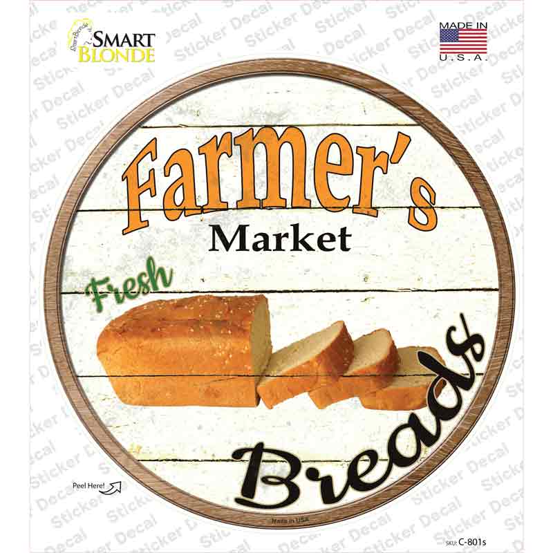 C-801s-M Farmers Market Breads Novelty Circle Sticker Decal - Medium