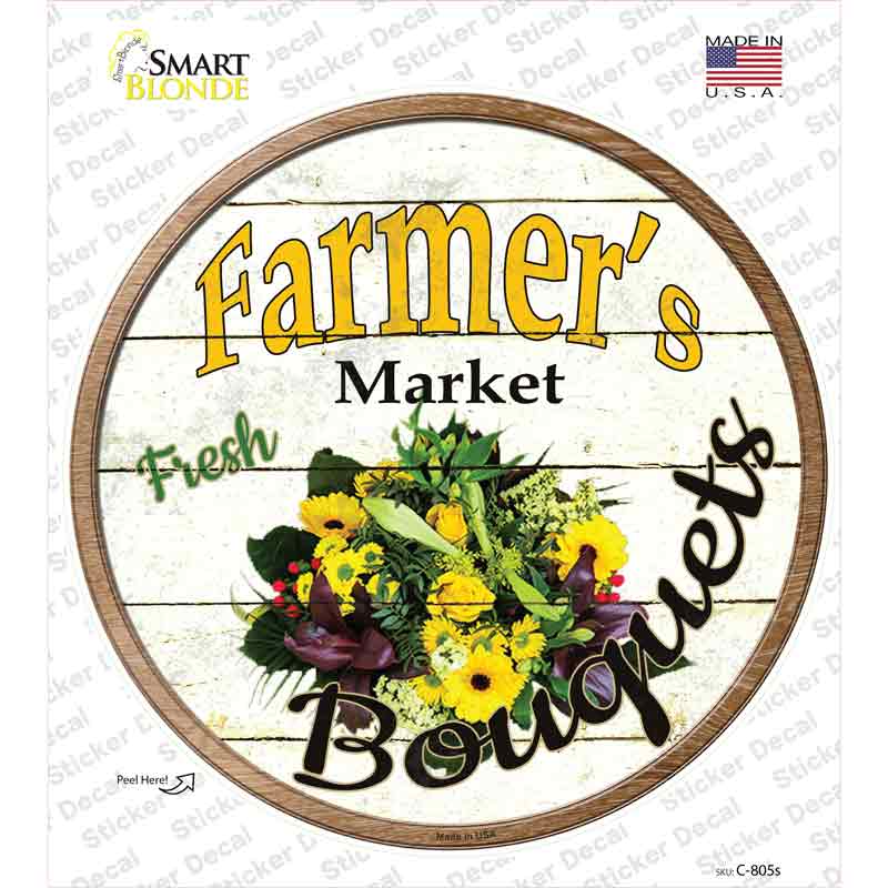 C-805s-M Farmers Market Bouquets Novelty Circle Sticker Decal - Medium