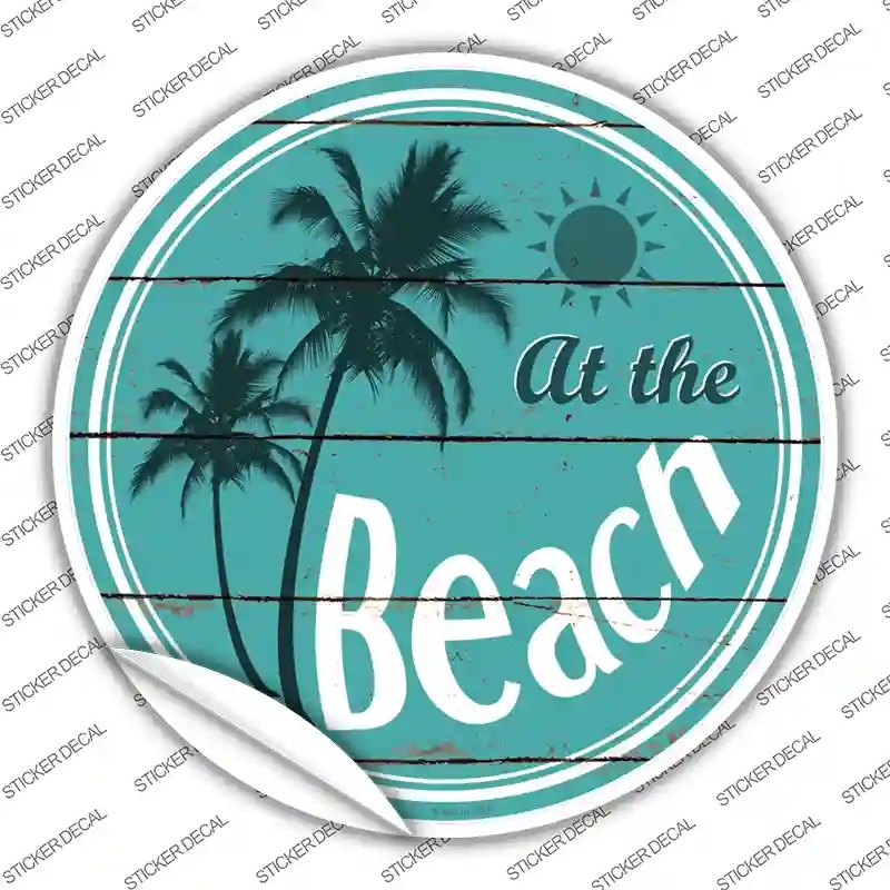 C-829s-S At the Beach Novelty Circle Sticker Decal - Small