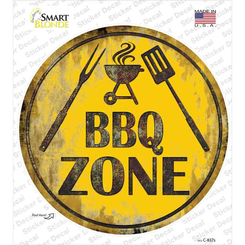 C-837s-M BBQ Zone Novelty Circle Sticker Decal - Medium