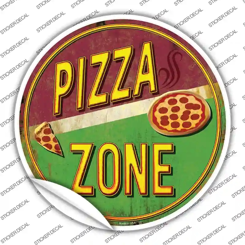 C-842s-L Pizza Zone Novelty Circle Sticker Decal - Large