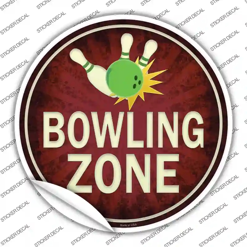 C-847s-S Bowling Zone Novelty Circle Sticker Decal - Small