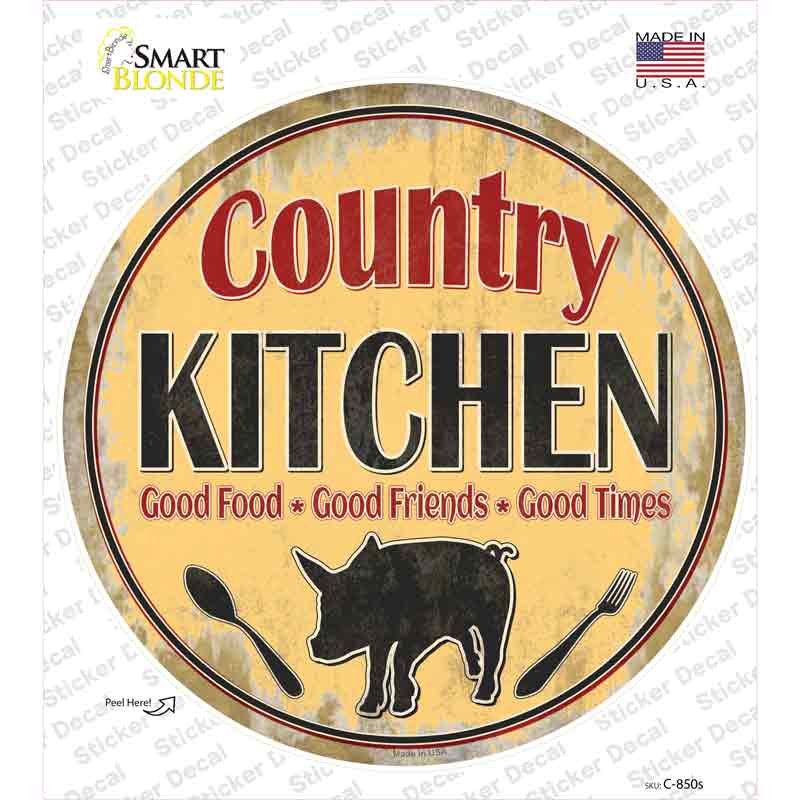 C-850s-M Country Kitchen Novelty Circle Sticker Decal - Medium