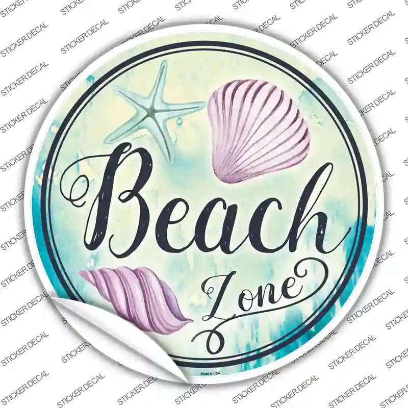 C-887s-XL Beach Zone Novelty Circle Sticker Decal - Extra Large