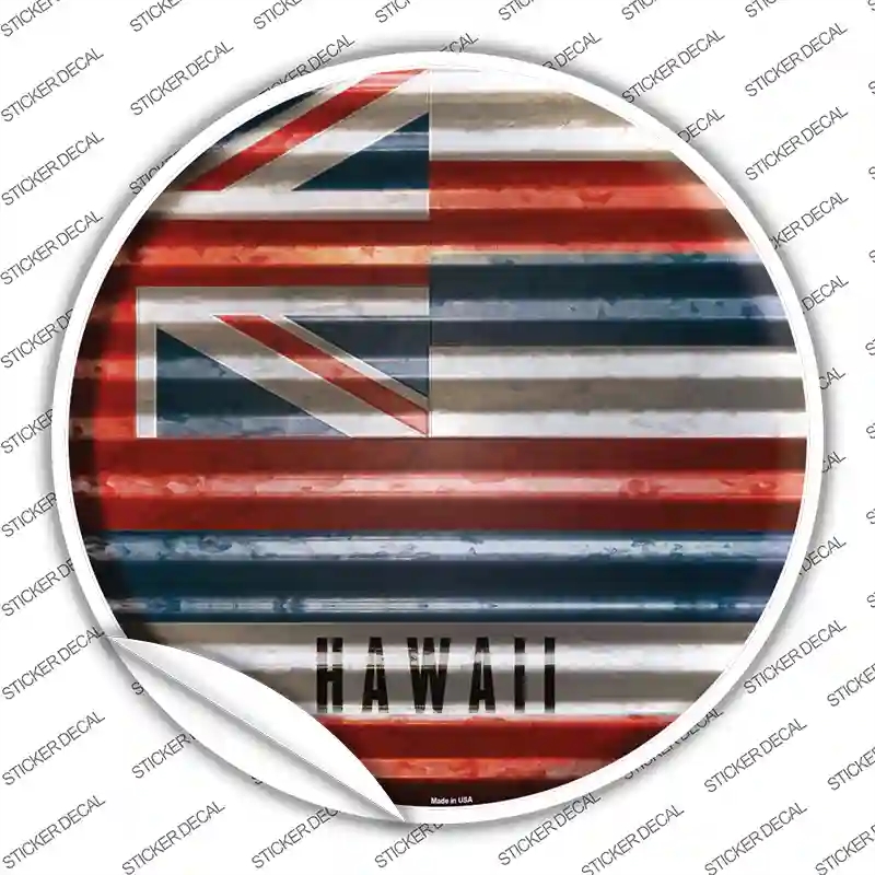 C-921s-XL Hawaii Flag Corrugated Novelty Circle Sticker Decal - Extra Large
