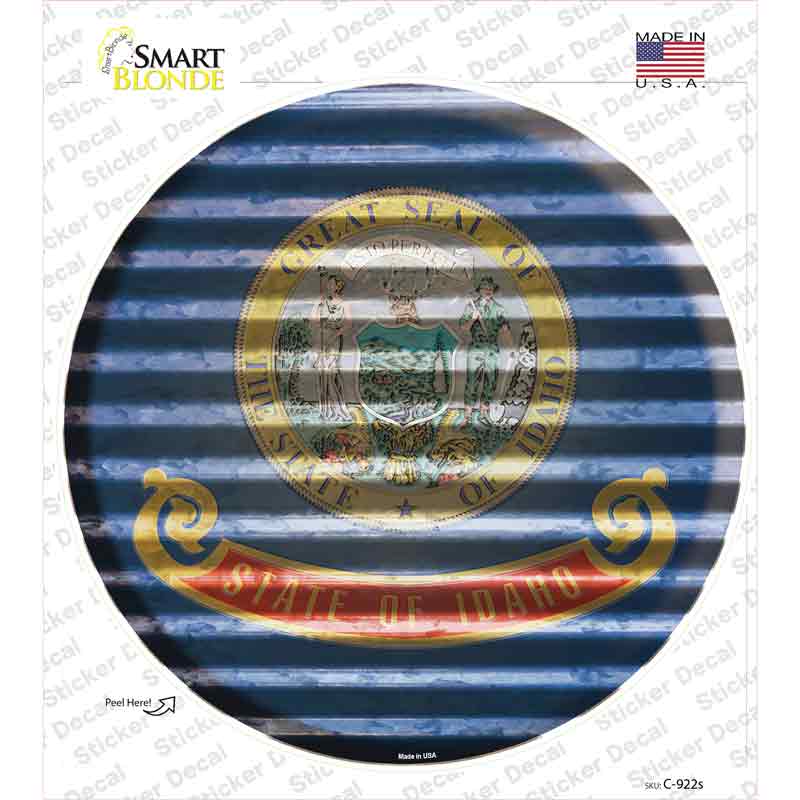 C-922s-M Idaho Flag Corrugated Novelty Circle Sticker Decal - Medium