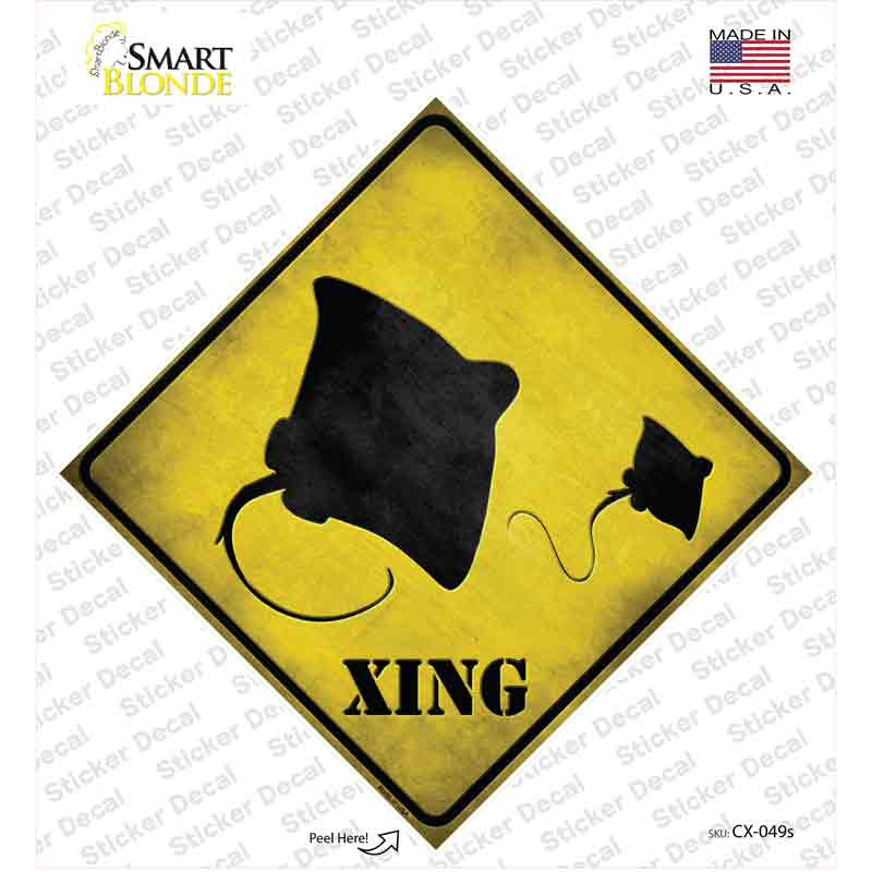 CX-049s-M Stingray Xing Novelty Diamond Sticker Decal - Medium