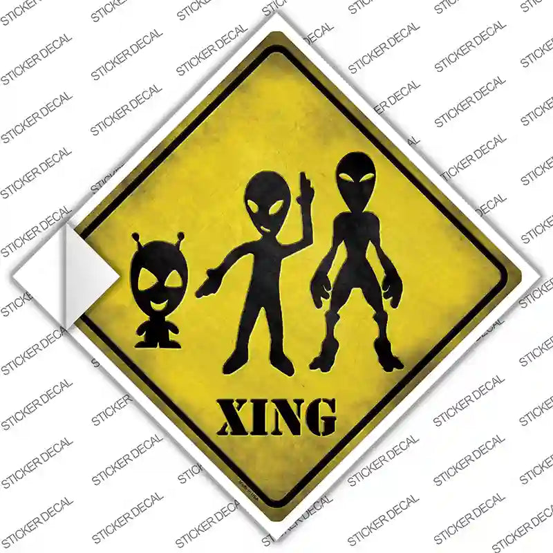CX-069s-S Aliens Xing Novelty Diamond Sticker Decal - Small