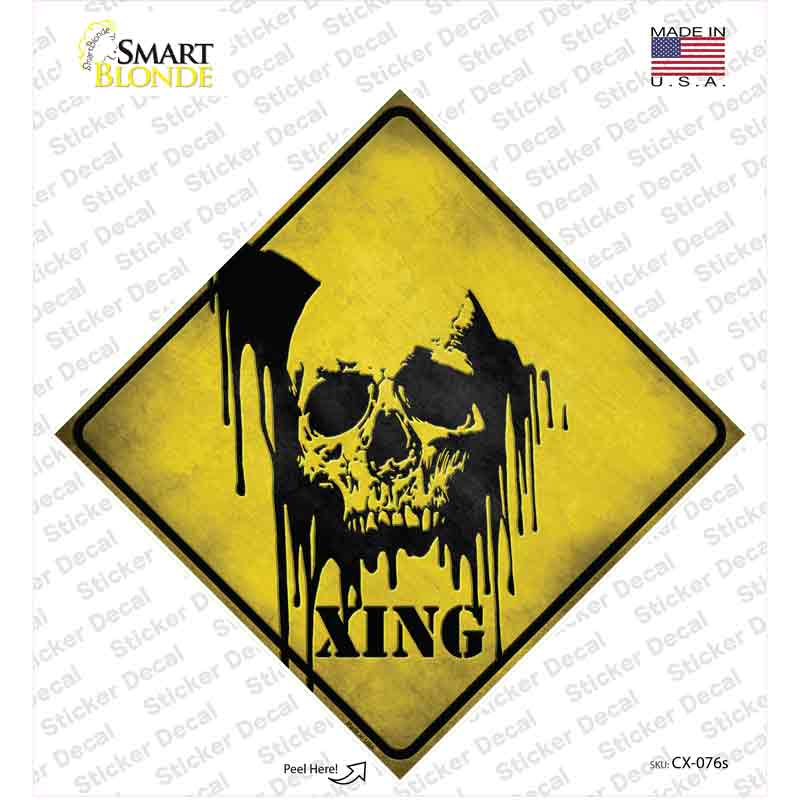 CX-076s-M Bleeding Skull Xing Novelty Diamond Sticker Decal - Medium