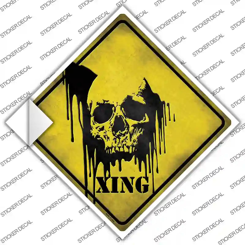 CX-076s-XL Bleeding Skull Xing Novelty Diamond Sticker Decal - Extra Large