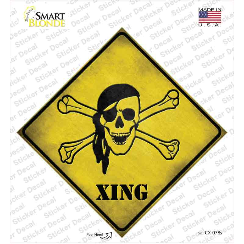 CX-078s-M Pirate Xing Novelty Diamond Sticker Decal - Medium