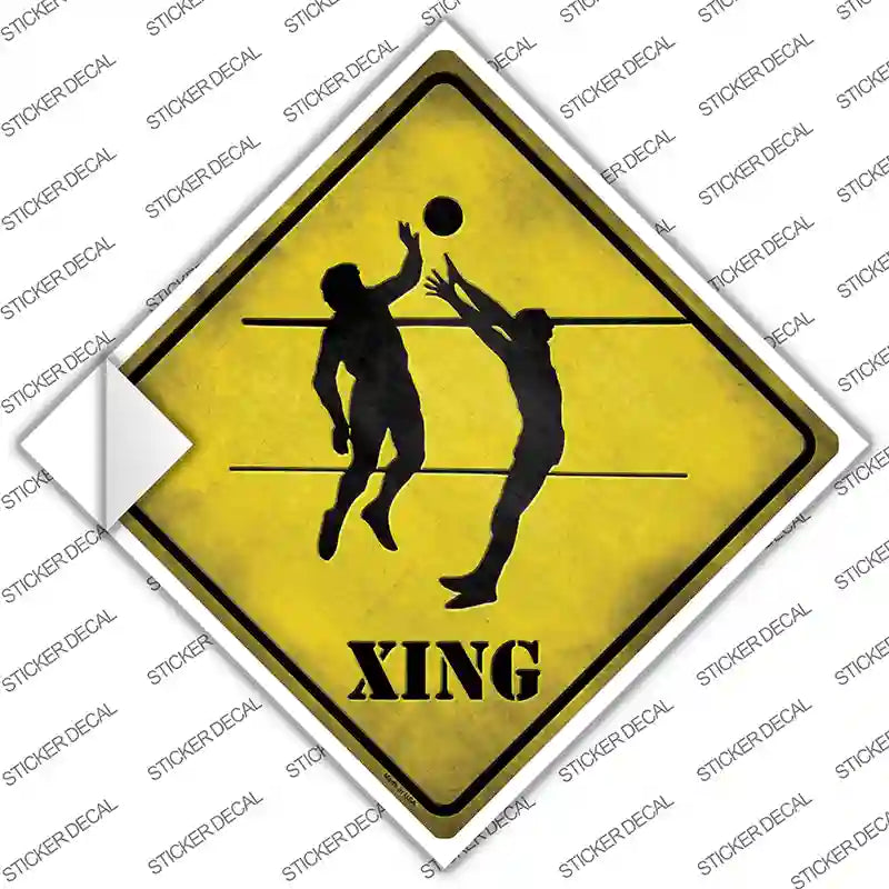 CX-089s-L Volleyball Xing Novelty Diamond Sticker Decal - Large