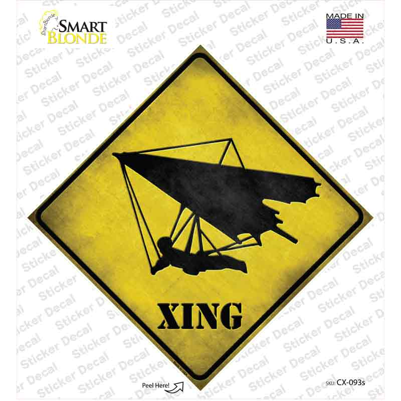 CX-093s-M Hang Glider Xing Novelty Diamond Sticker Decal - Medium
