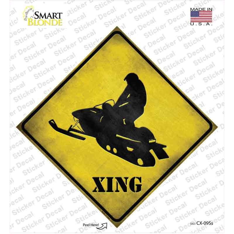 CX-095s-M Snow Mobile Xing Novelty Diamond Sticker Decal - Medium
