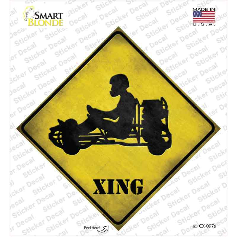 CX-097s-M Go Karts Xing Novelty Diamond Sticker Decal - Medium