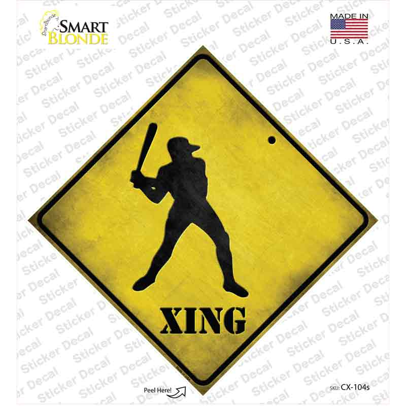 CX-104s-M Baseball Xing Novelty Diamond Sticker Decal - Medium