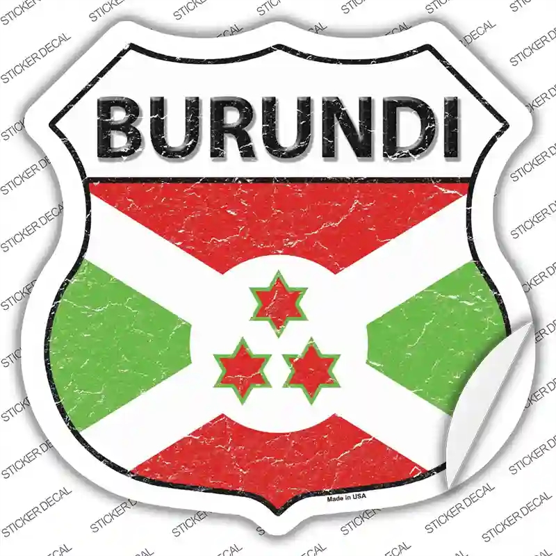 HS-200s-XL Burundi Flag Novelty Highway Shield Sticker Decal - Extra Large