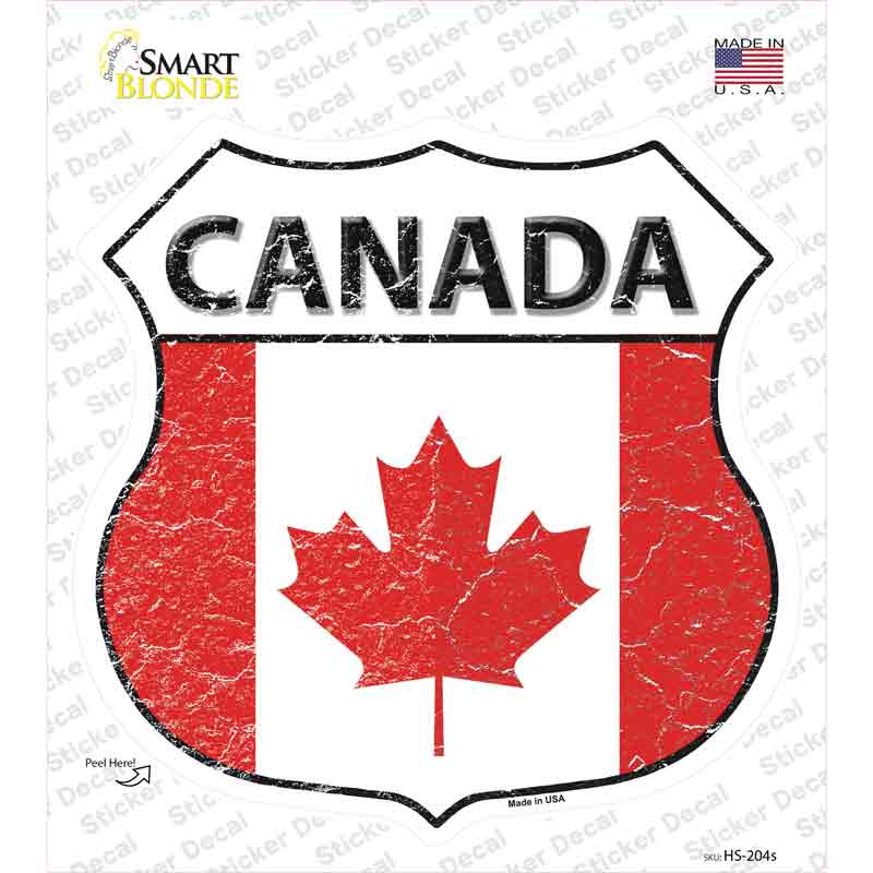 HS-204s-M Canada Flag Novelty Highway Shield Sticker Decal - Medium